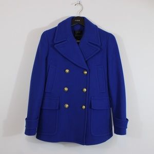 J Crew Majesty Pea Coat Stadium Cloth Blue Size 8